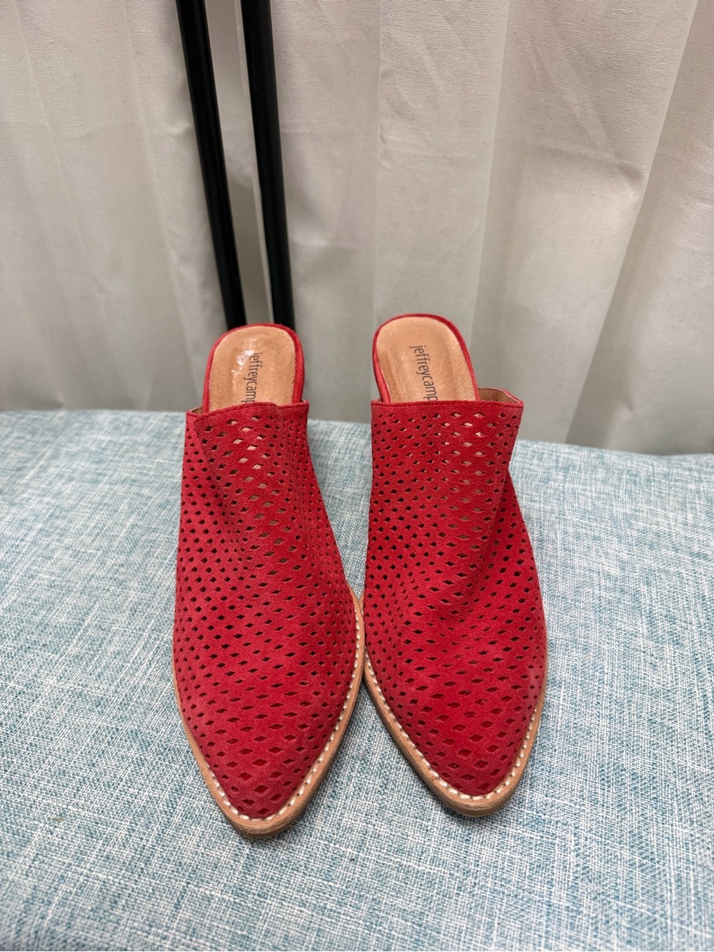 Jeffrey Campbell Red Perforated Slip-On Mules